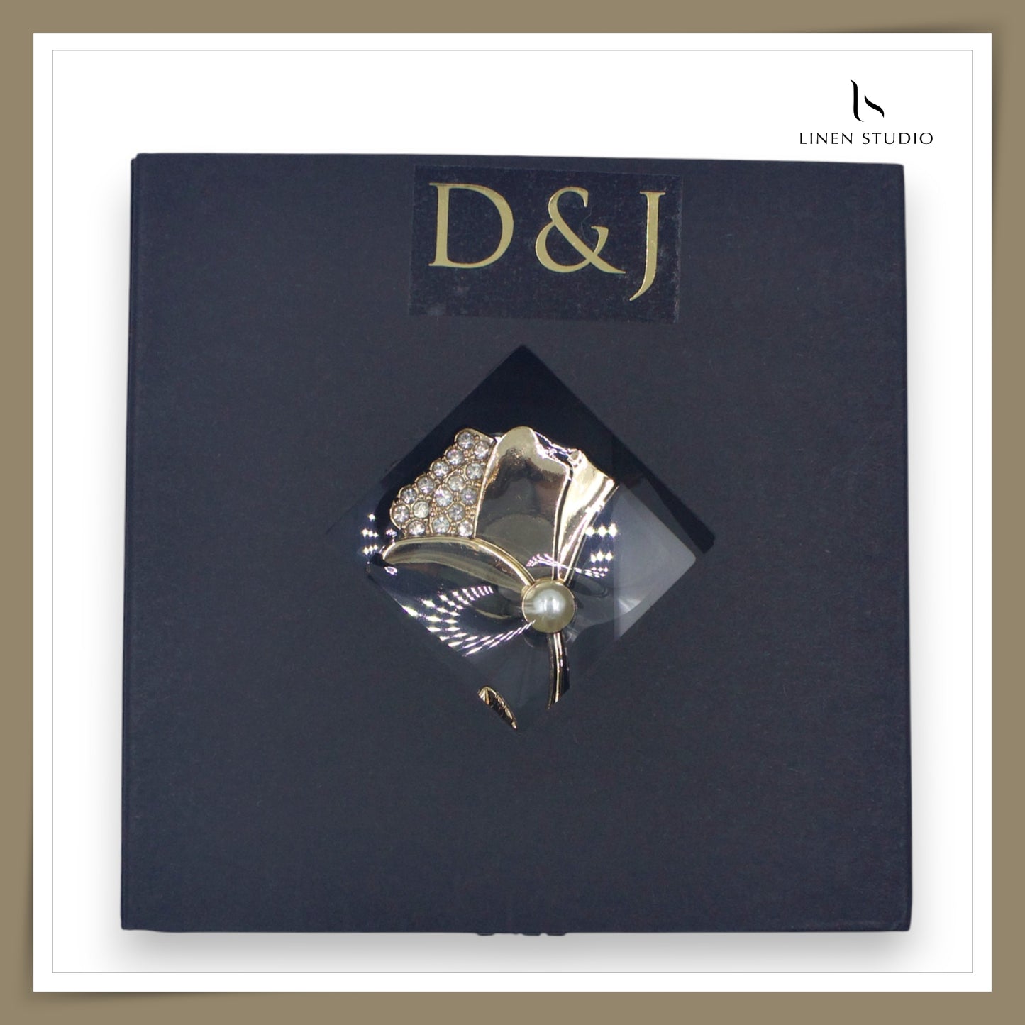 Brooch - Gold Toned Tulip with Crystal & Pearl Details (NEW)