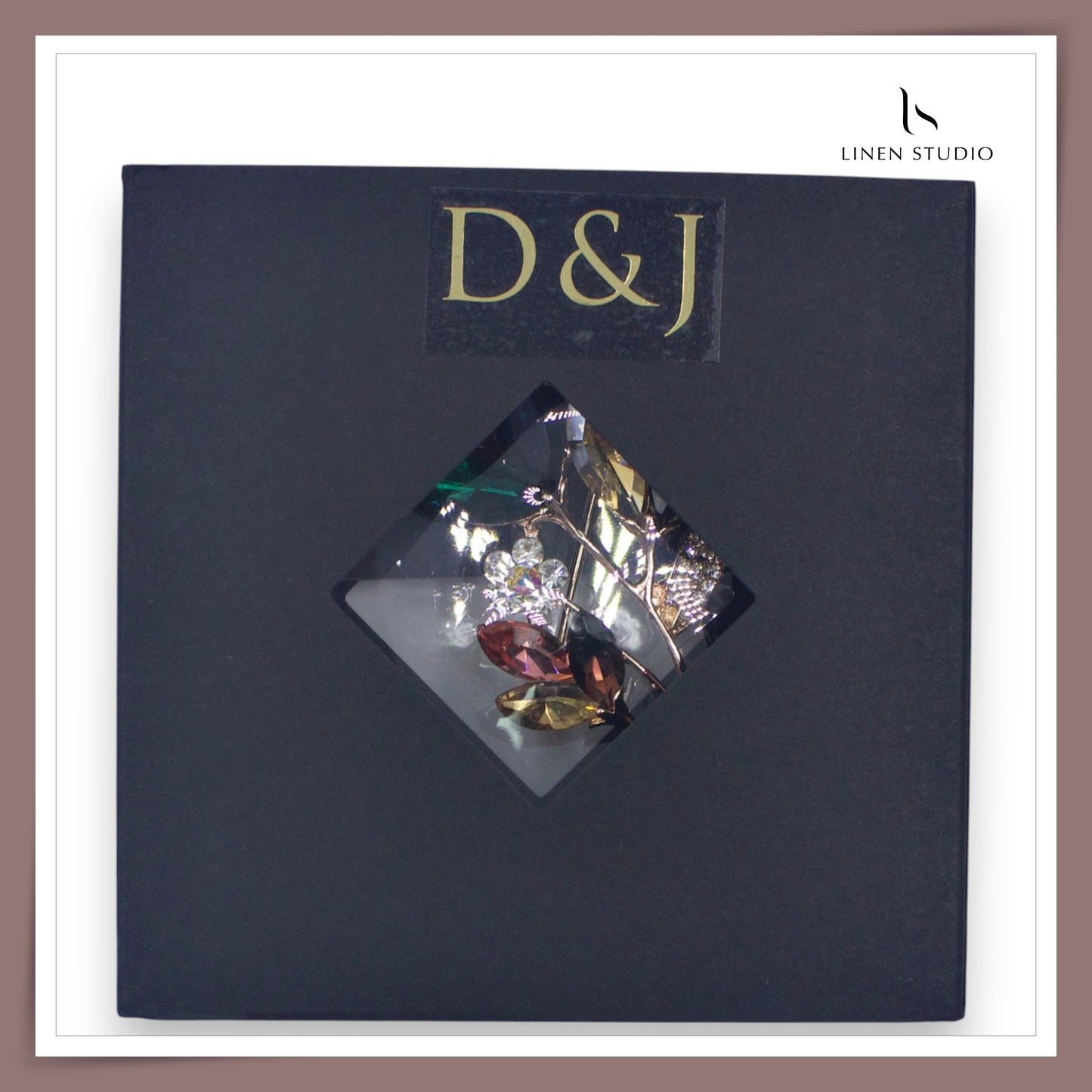 Brooch -  Gold Toned Multicolour Crystals Elegant Leaf (NEW)