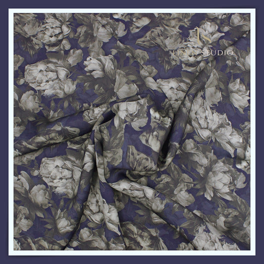 Silk & Giza Cotton Printed Premium Wrinkle Free Shirting by D&J Italy - Amethyst (NEW)