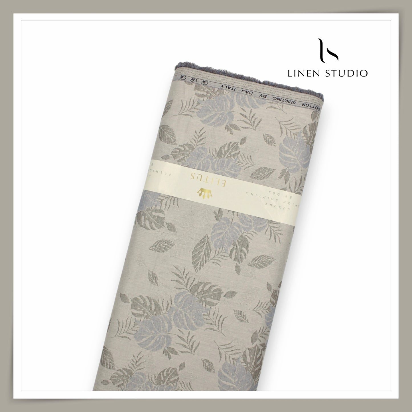 Elitus Giza Cotton Jacquard Shirting by D&J Italy - Greenish Grey (NEW) (Zoom In)