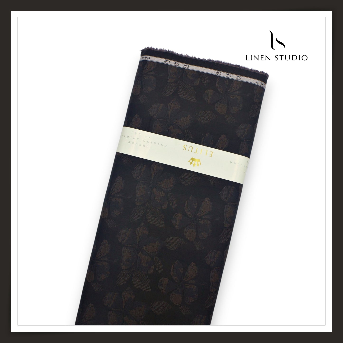 Elitus Giza Cotton Jacquard Shirting by D&J Italy - Obsidian Leaf (NEW) (Zoom In)