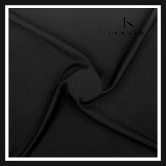 4 way Lycra Max Stretch Poly Wool Dobby Suiting by D&J Italy - JET BLACK (NEW)