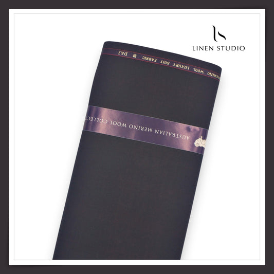 120's Australian Merino Wool Suiting by D&J - Dark Eggplant Fancy Checks (NEW) (Italian Designer Collection)
