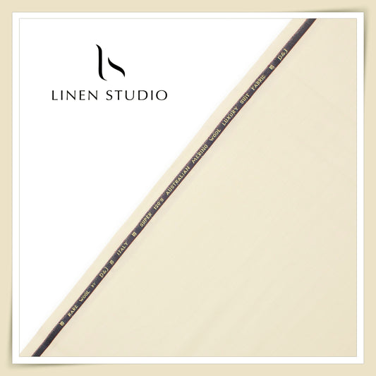 120's Australian Merino Wool Suiting by D&J - Dark Cream (NEW) (Italian Designer Collection)