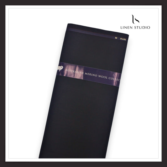 120's Australian Merino Wool Suiting by D&J - Dark Ebony Black (NEW) (Italian Designer Collection)