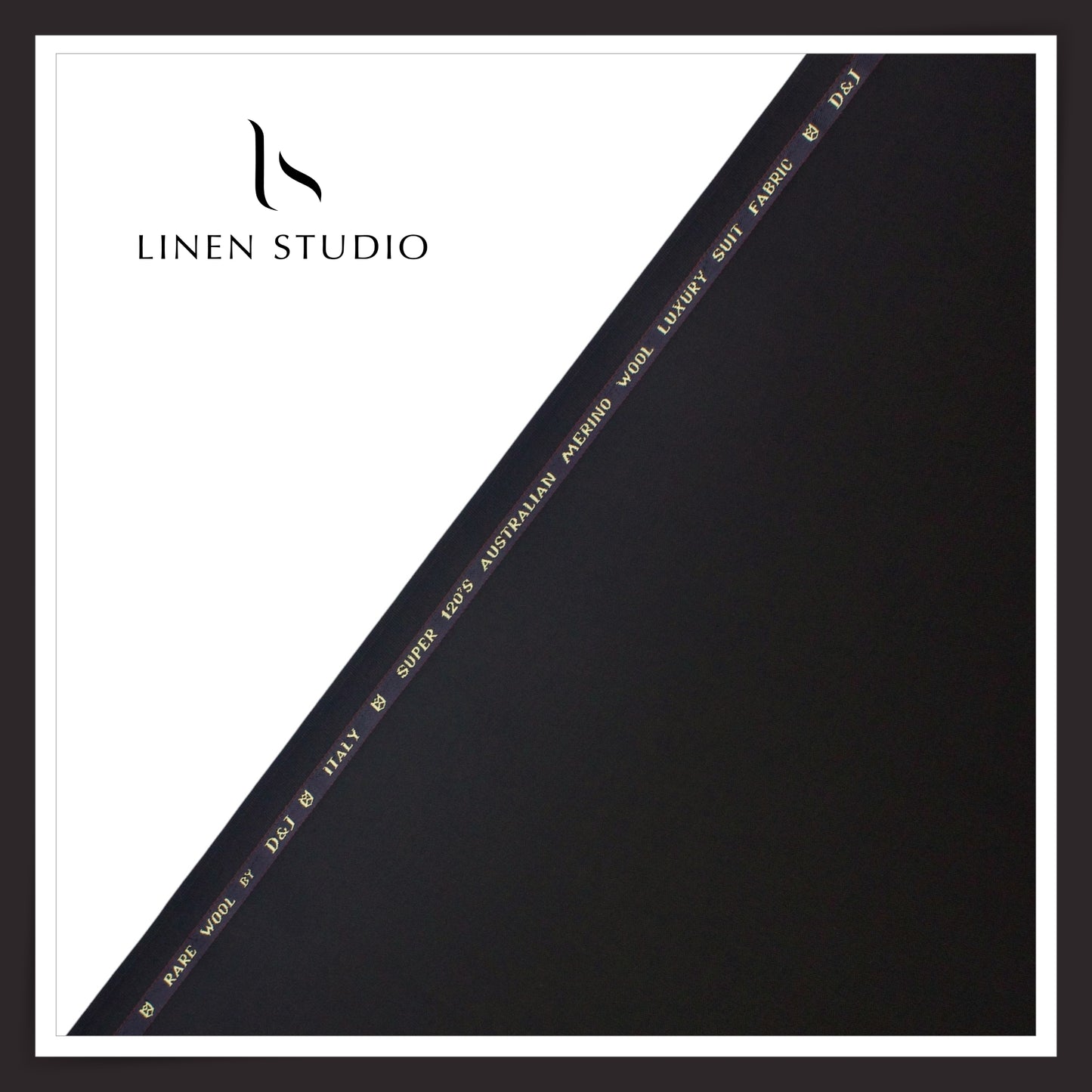 120's Australian Merino Wool Suiting by D&J - Dark Ebony Black (NEW) (Italian Designer Collection)