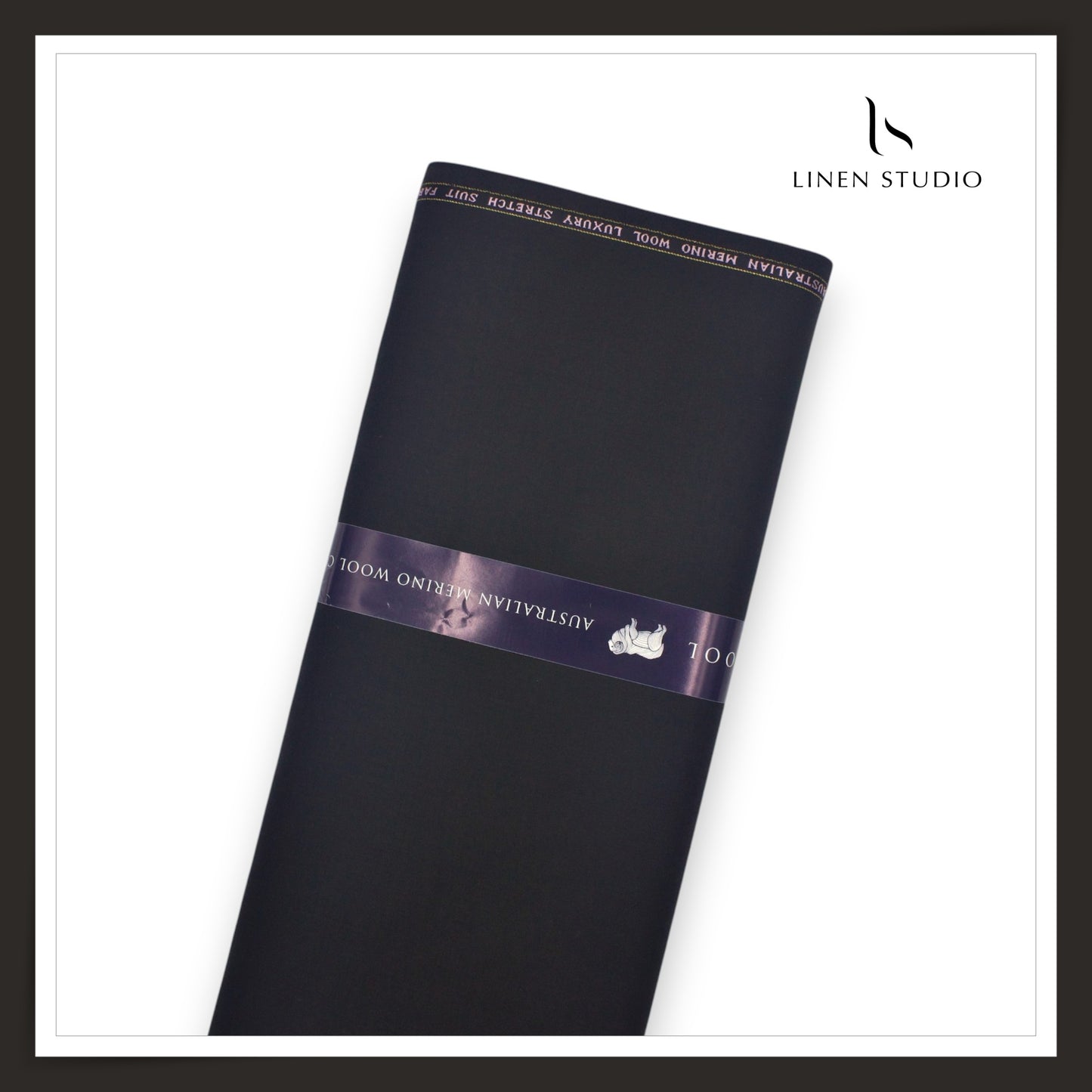120's Australian Merino Wool STRETCH Suiting by D&J - Cosmic Black (NEW) (Italian Designer Collection)
