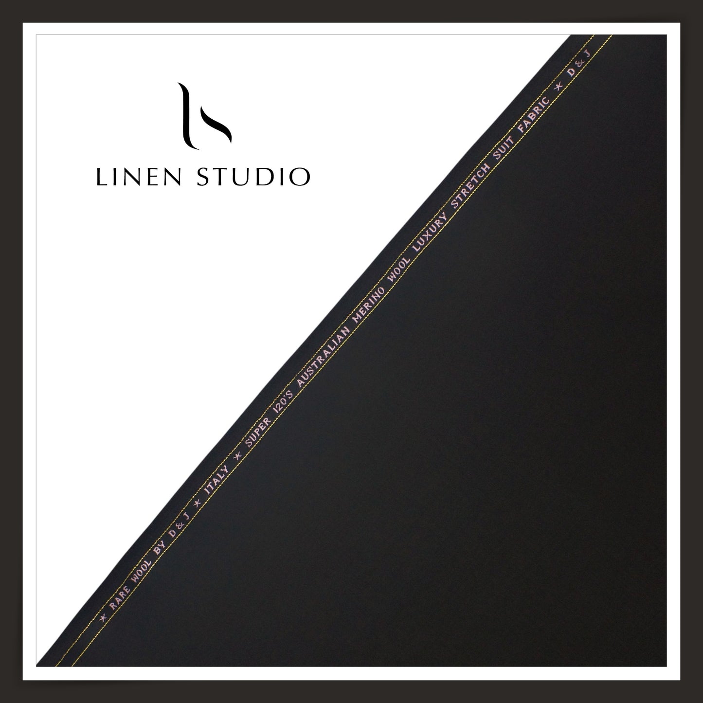 120's Australian Merino Wool STRETCH Suiting by D&J - Cosmic Black (NEW) (Italian Designer Collection)