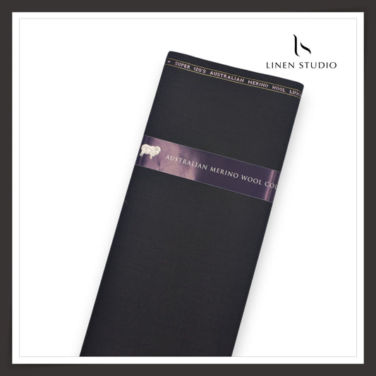 120's Australian Merino Wool STRETCH Suiting by D&J - Darkest Grey (NEW) (Italian Designer Collection)