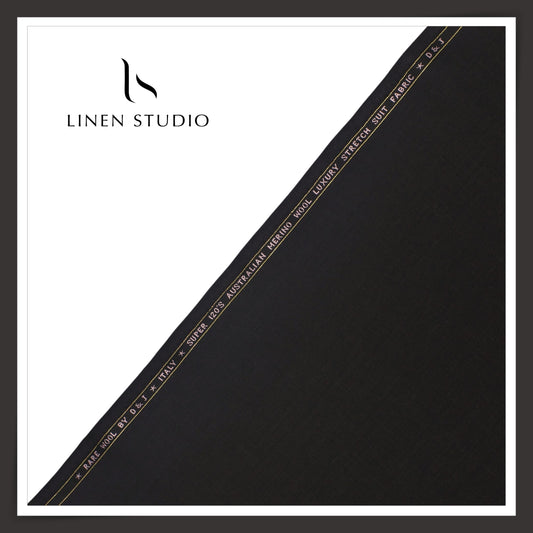 120's Australian Merino Wool STRETCH Suiting by D&J - Darkest Grey (NEW) (Italian Designer Collection)