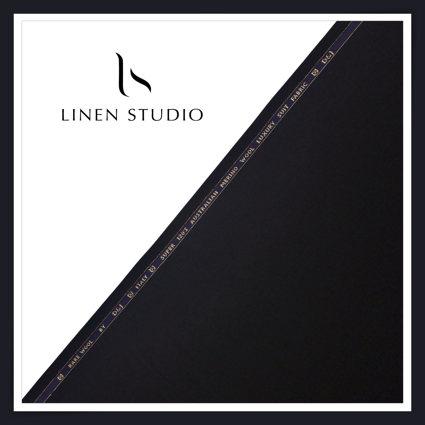 120's Australian Merino Wool Suiting by D&J - Deep Black (NEW) (Italian Designer Collection)