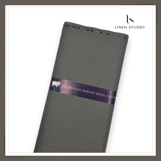 120's Australian Merino Wool STRETCH Suiting by D&J - Slate Grey (NEW) (Italian Designer Collection)