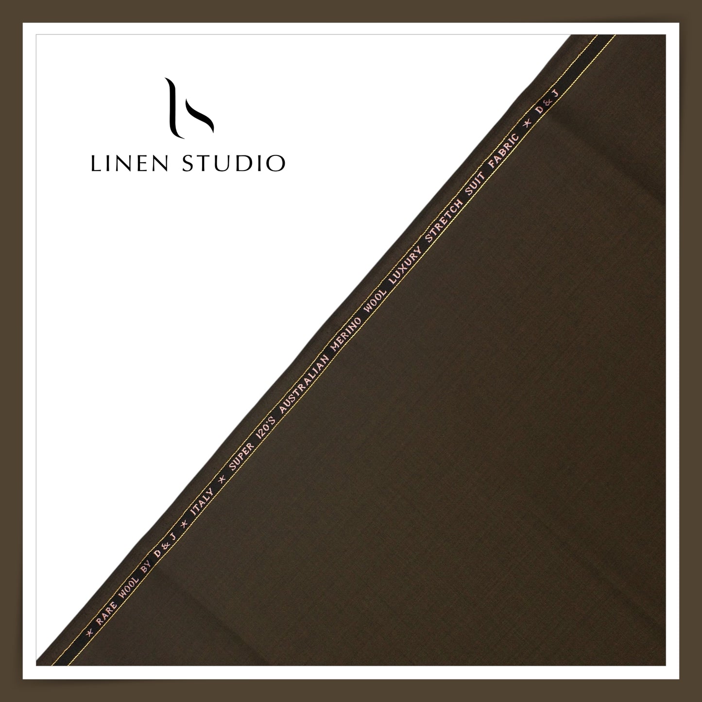 120's Australian Merino Wool STRETCH Suiting by D&J - Dark Wood Brown (NEW) (Italian Designer Collection)