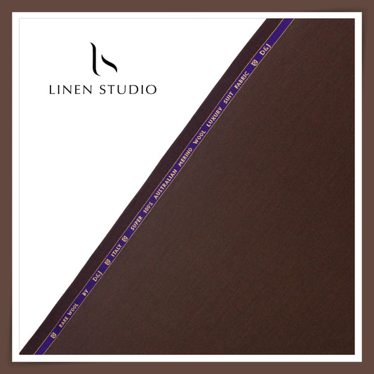 100's Australian Merino Wool Suiting by D&J - English Brown Twill (NEW) (Italian Designer Collection)