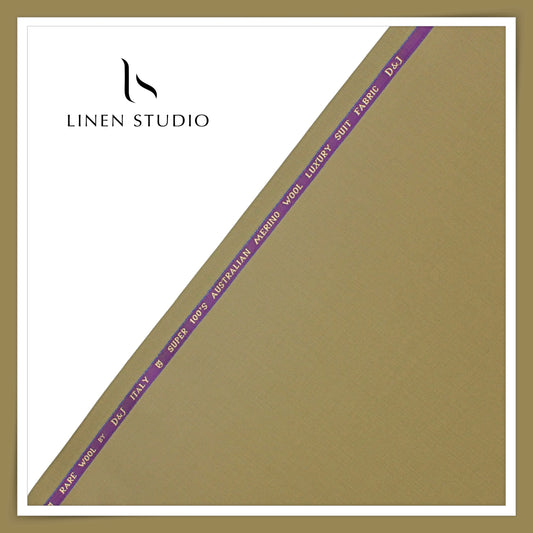 100's Australian Merino Wool Suiting by D&J - Greenish Beige (NEW) (Italian Designer Collection)