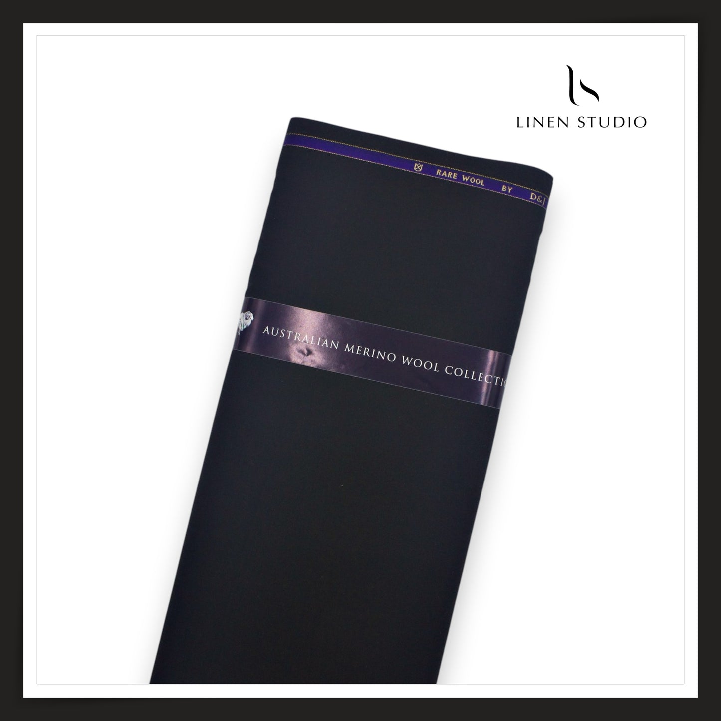 100's Australian Merino Wool Suiting by D&J - Deep Black (NEW) (Italian Designer Collection)