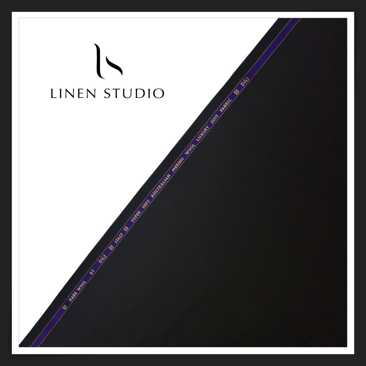 100's Australian Merino Wool Suiting by D&J - Deep Black (NEW) (Italian Designer Collection)