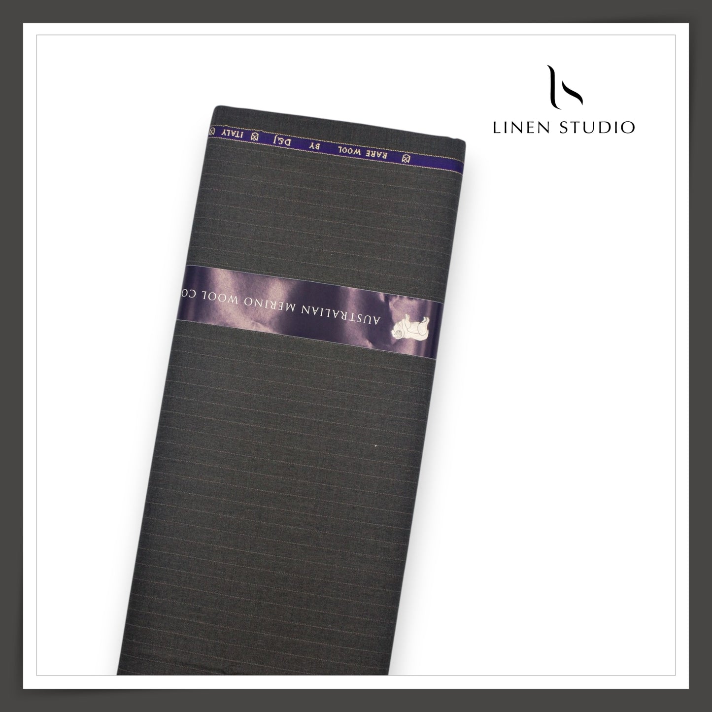 100's Australian Merino Wool Suiting by D&J - Grey with White Stripes (NEW) (Italian Designer Collection)