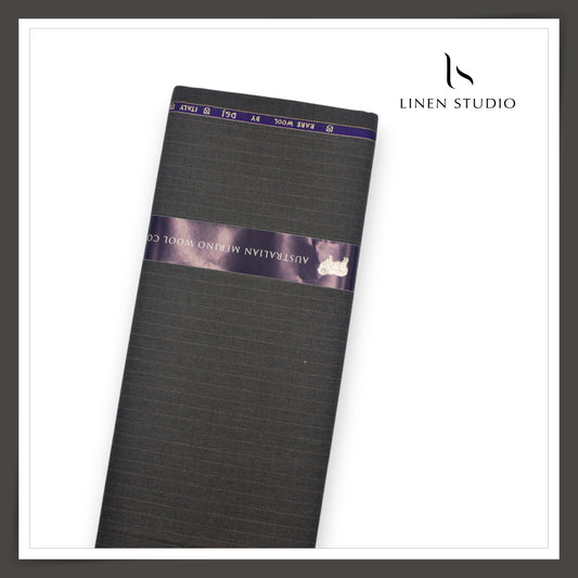 100's Australian Merino Wool Suiting by D&J - Grey with White Stripes (NEW) (Italian Designer Collection)