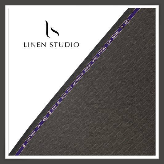 100's Australian Merino Wool Suiting by D&J - Grey with White Stripes (NEW) (Italian Designer Collection)
