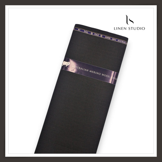100's Australian Merino Wool Suiting by D&J - Dark Grey with Subtle Stripes (NEW) (Italian Designer Collection)