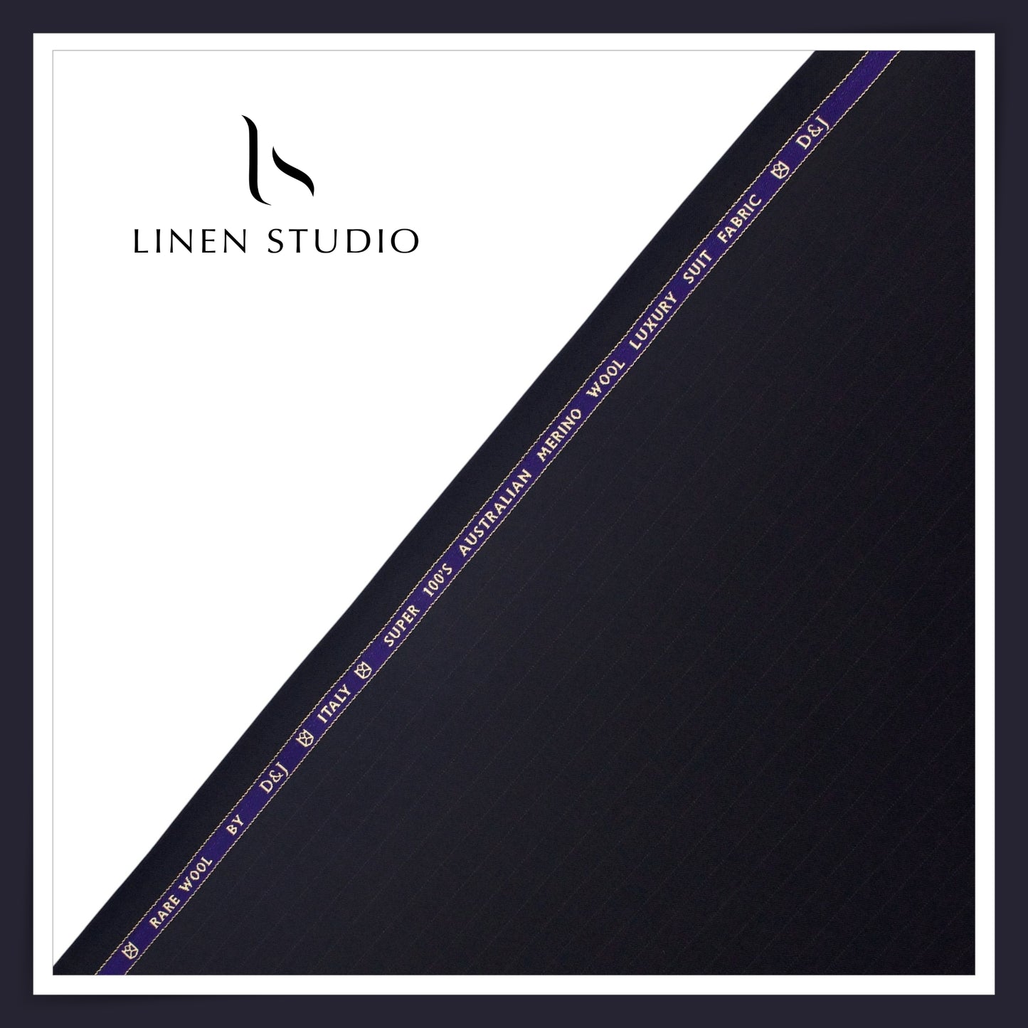 100's Australian Merino Wool Suiting by D&J - Dark Blue Stripes (NEW) (Italian Designer Collection)