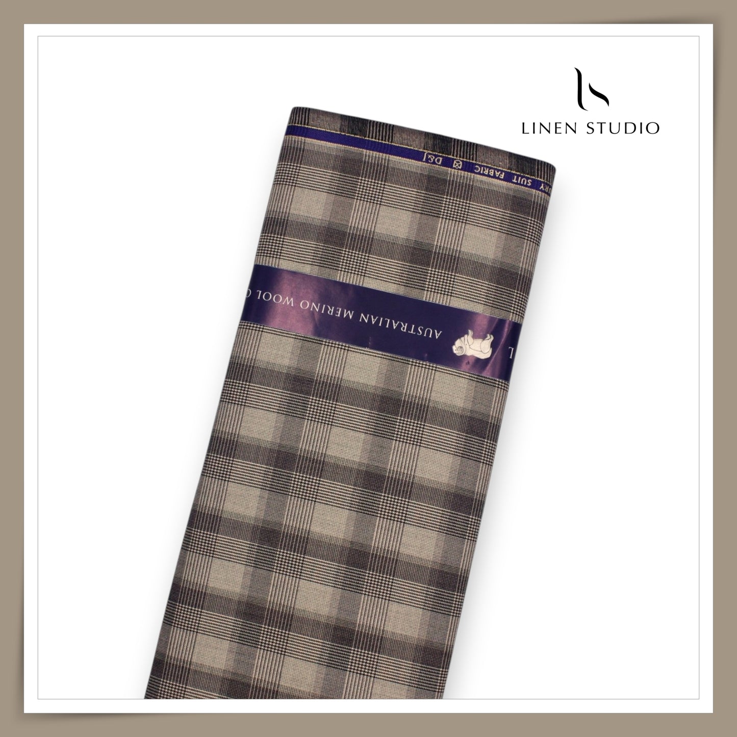 100's Australian Merino Wool Suiting by D&J - Light Brown Checks (NEW) (Italian Designer Collection)
