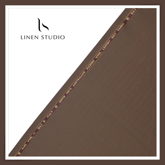 100's Australian Merino Wool Suiting by D&J - Congo Brown Fancy Stripe Textured (NEW) (Italian Designer Collection)