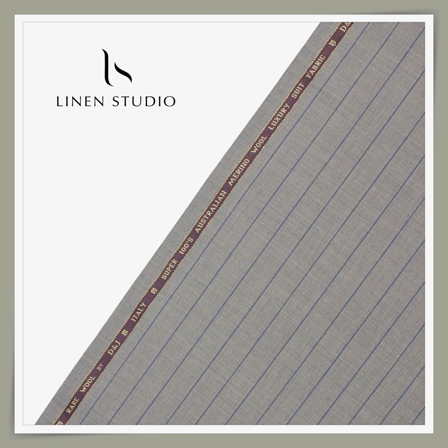 100's Australian Merino Wool Suiting by D&J - Classic Grey with Blue Stripes (NEW) (Italian Designer Collection)