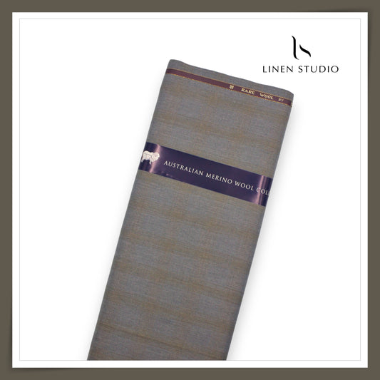 100's Australian Merino Wool Suiting by D&J - Natural Grey Checks (NEW) (Italian Designer Collection)
