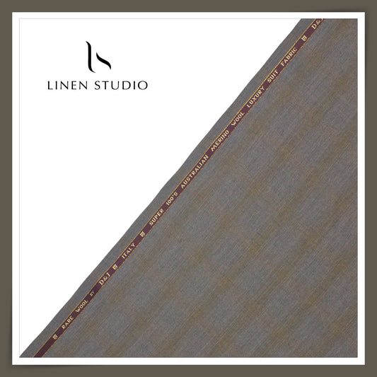 100's Australian Merino Wool Suiting by D&J - Natural Grey Checks (NEW) (Italian Designer Collection)