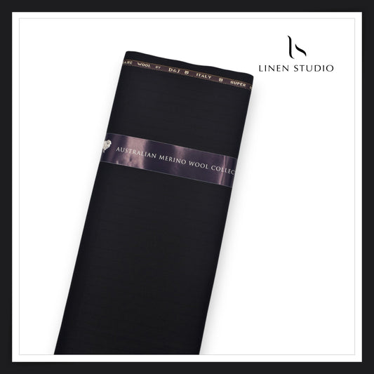 100's Australian Merino Wool Suiting by D&J - Black with Bold Stripes (NEW) (Italian Designer Collection)