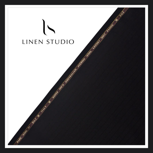 100's Australian Merino Wool Suiting by D&J - Black with Bold Stripes (NEW) (Italian Designer Collection)