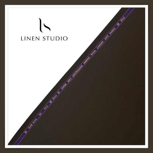 100's Australian Merino Wool Suiting by D&J - Darkest Brown (NEW) (Italian Designer Collection)