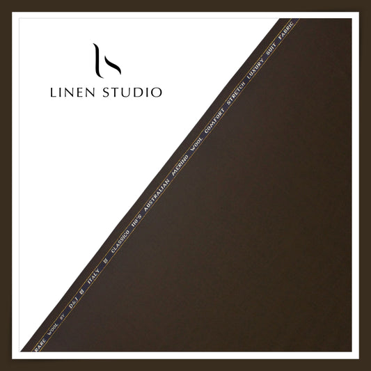 110's Australian Merino Wool STRETCH Suiting by D&J - Walnut Brown (NEW) (Italian Designer Collection)