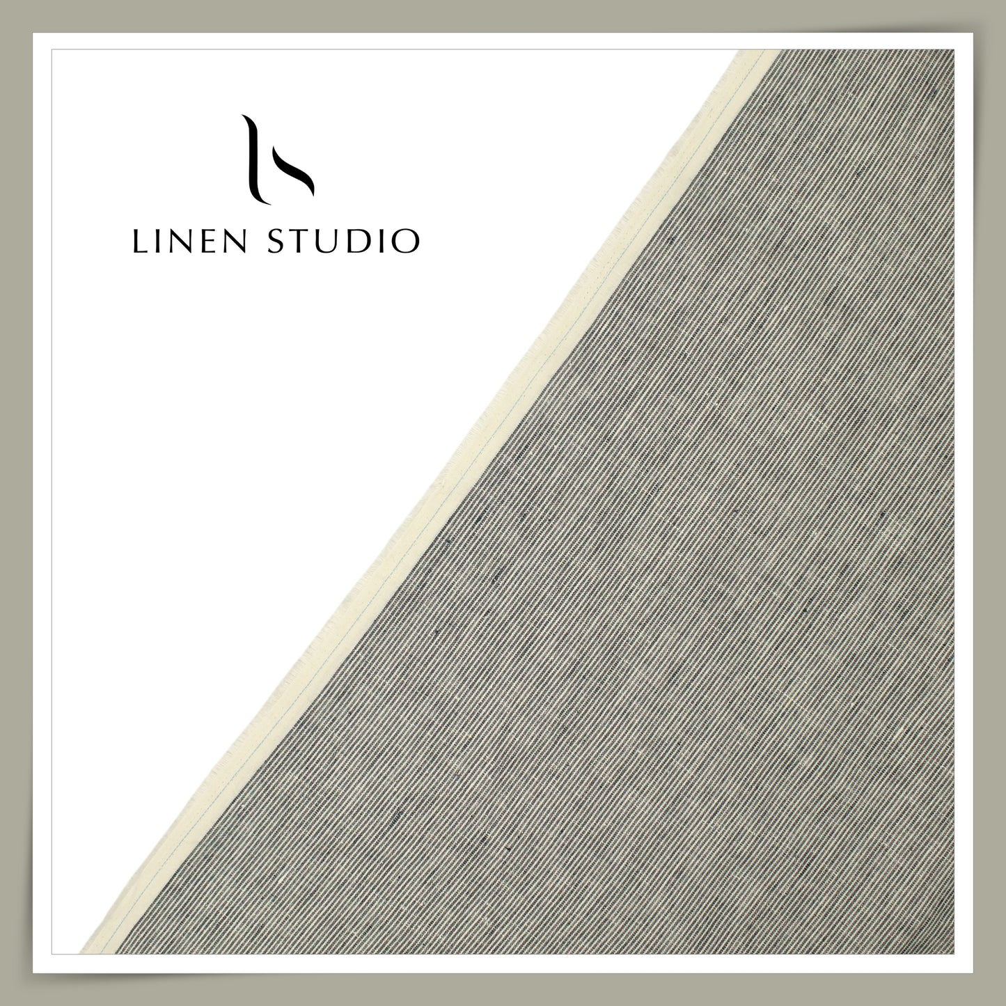 Linen Club 60 Lea Pure Linen Printed Shirting W/O SEL - Fancy Black Stripes (30% SALE) (NEW)