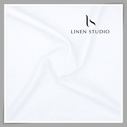 Linen Club 60 Lea Pure Linen Plain Shirting W/O SEL - Bright White (30% SALE) (Highest Demand)