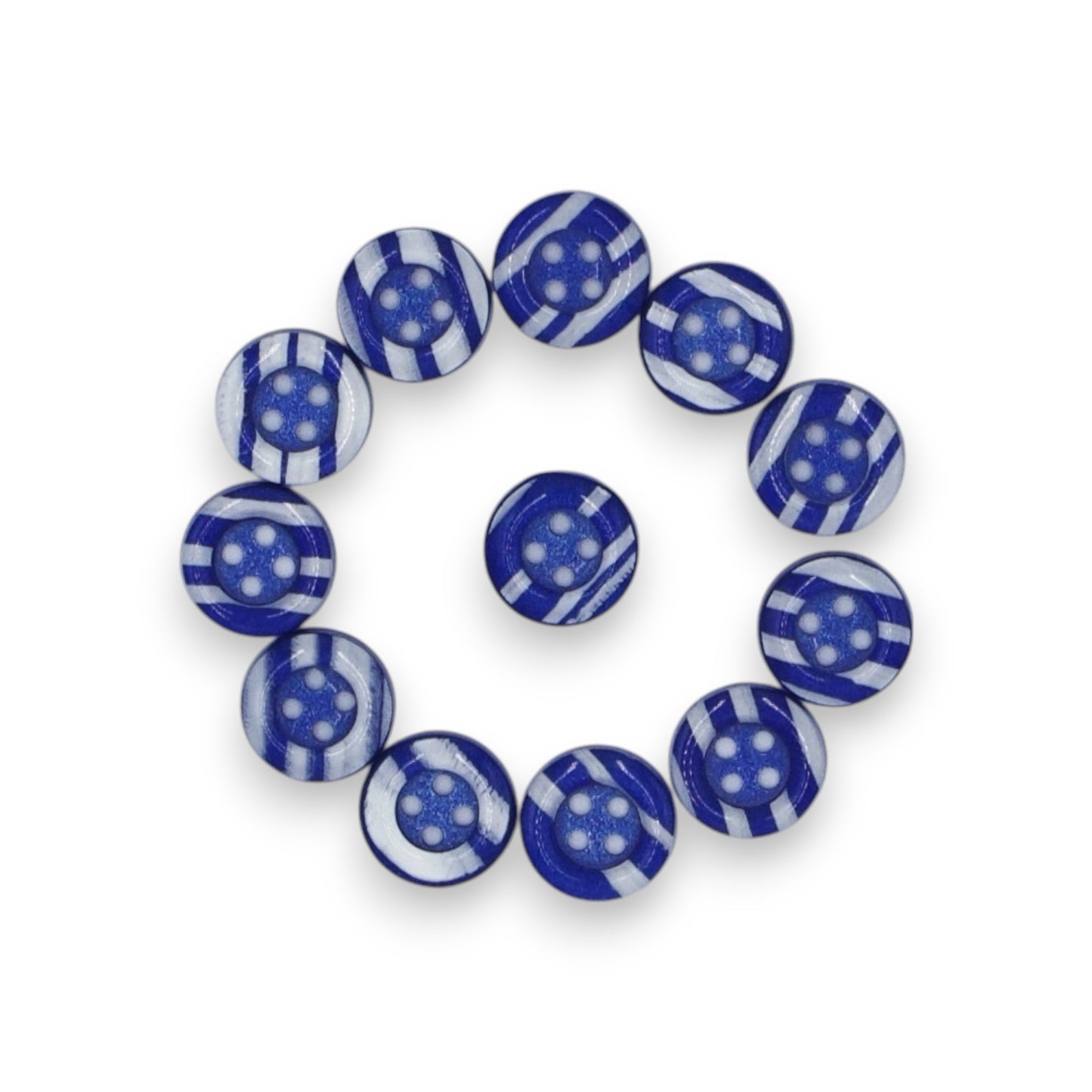 Round Rim 4 Hole Blue with White Dual Colour Fancy Shirt Buttons