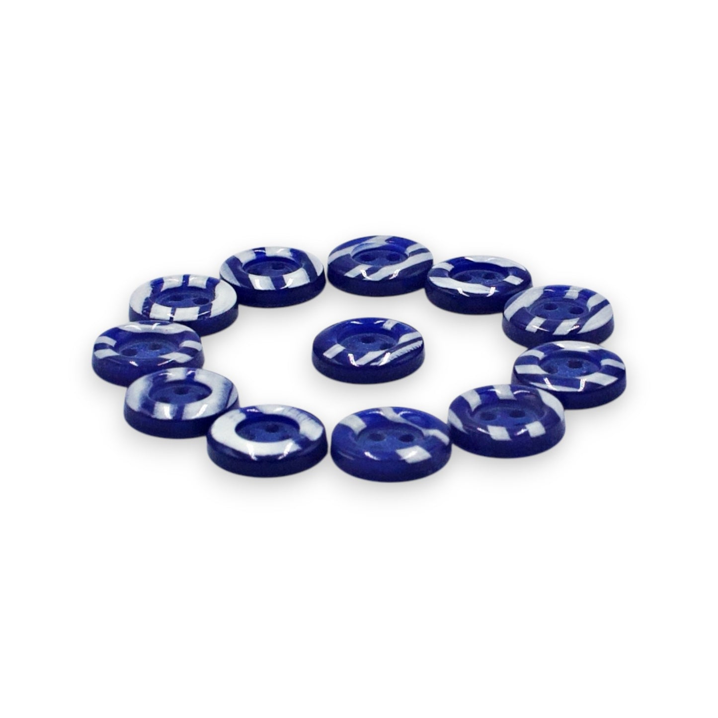 Round Rim 4 Hole Blue with White Dual Colour Fancy Shirt Buttons