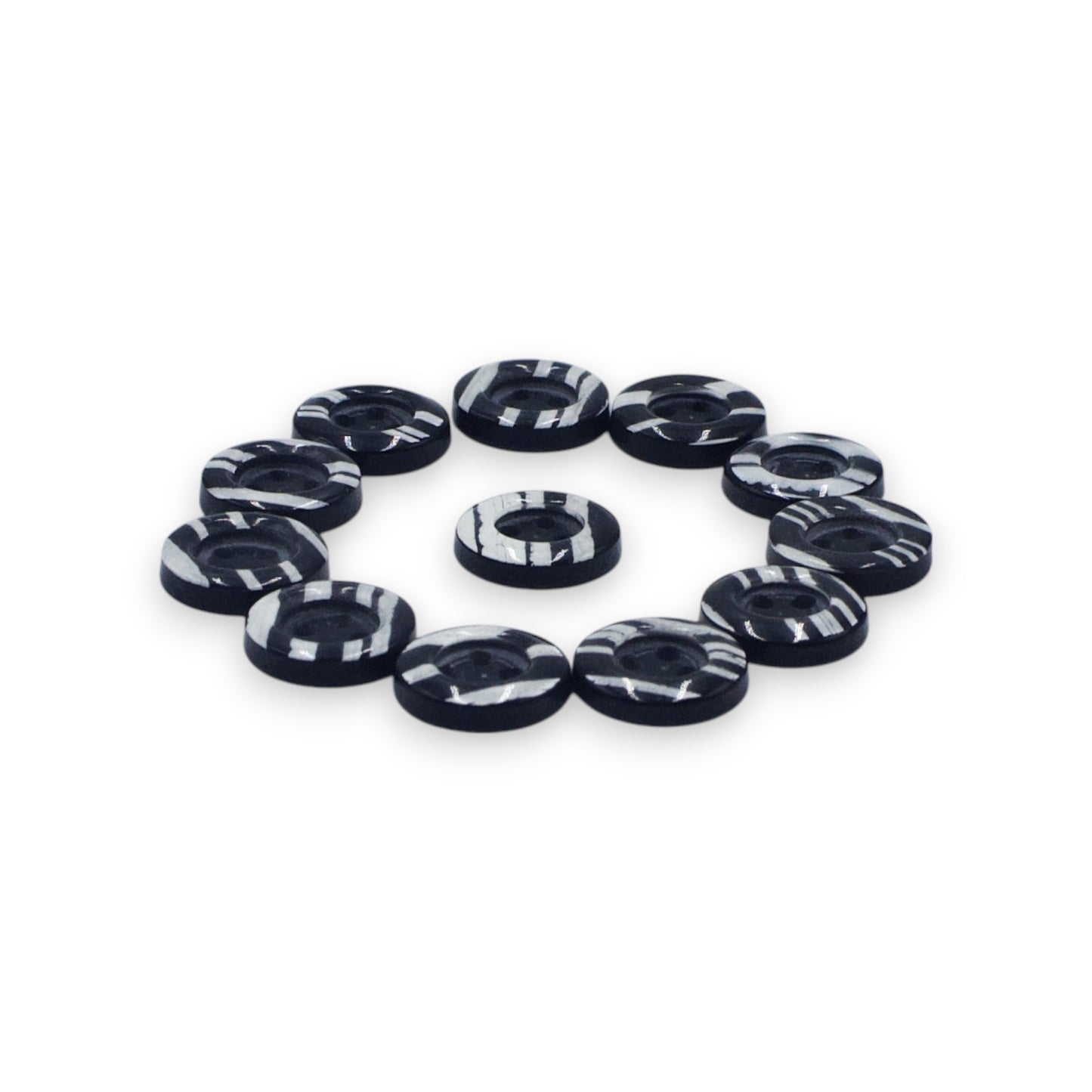 Round Rim 4 Hole Dark Blue with White Dual Colour Fancy Shirt Buttons