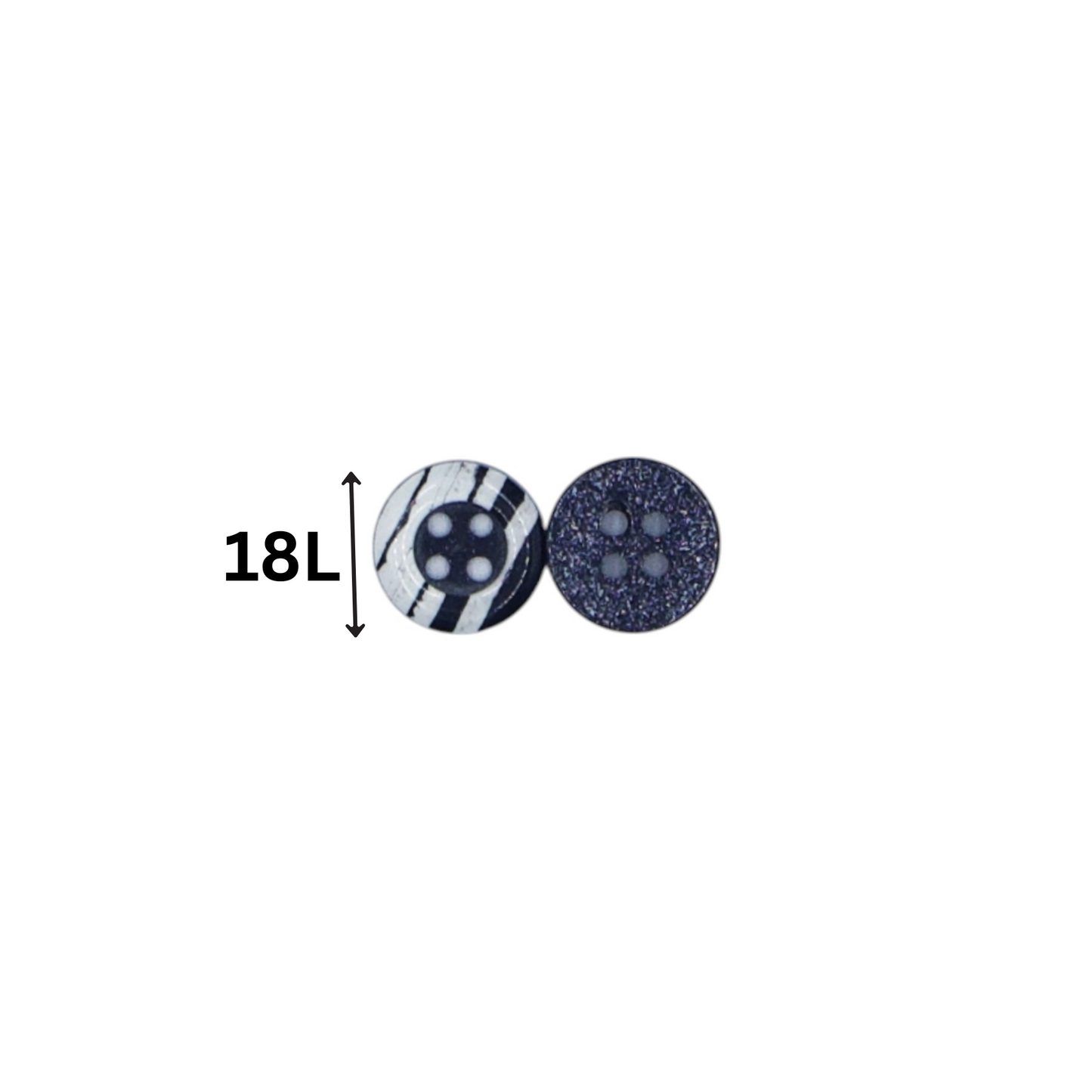 Round Rim 4 Hole Dark Blue with White Dual Colour Fancy Shirt Buttons