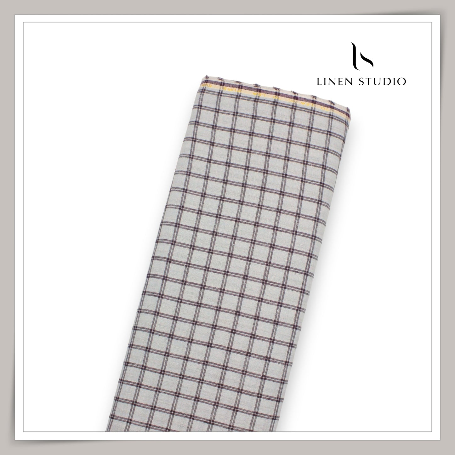 70 Lea Pure Linen Shirting by Linen Fiesta - Bluish Grey Checks (60% SALE) (NEW)