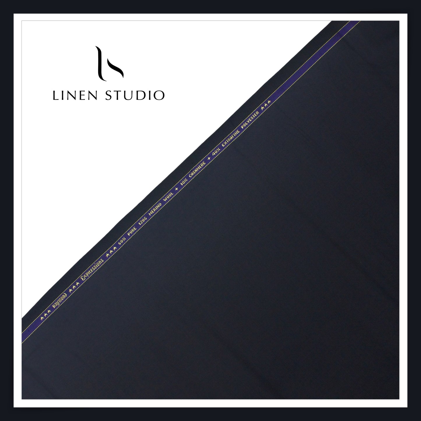 Raymond 120's Merino Wool + Cashmere Wool Luxury Suiting - Oxford Blue (NEW)