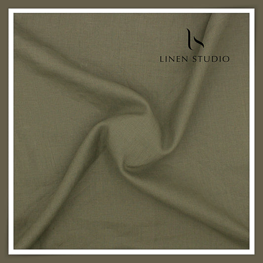 Linen Club 60 Lea Pure Linen Shirting W/O SEL - Crocodile Green (30% SALE) (NEW) (Fastest Selling)