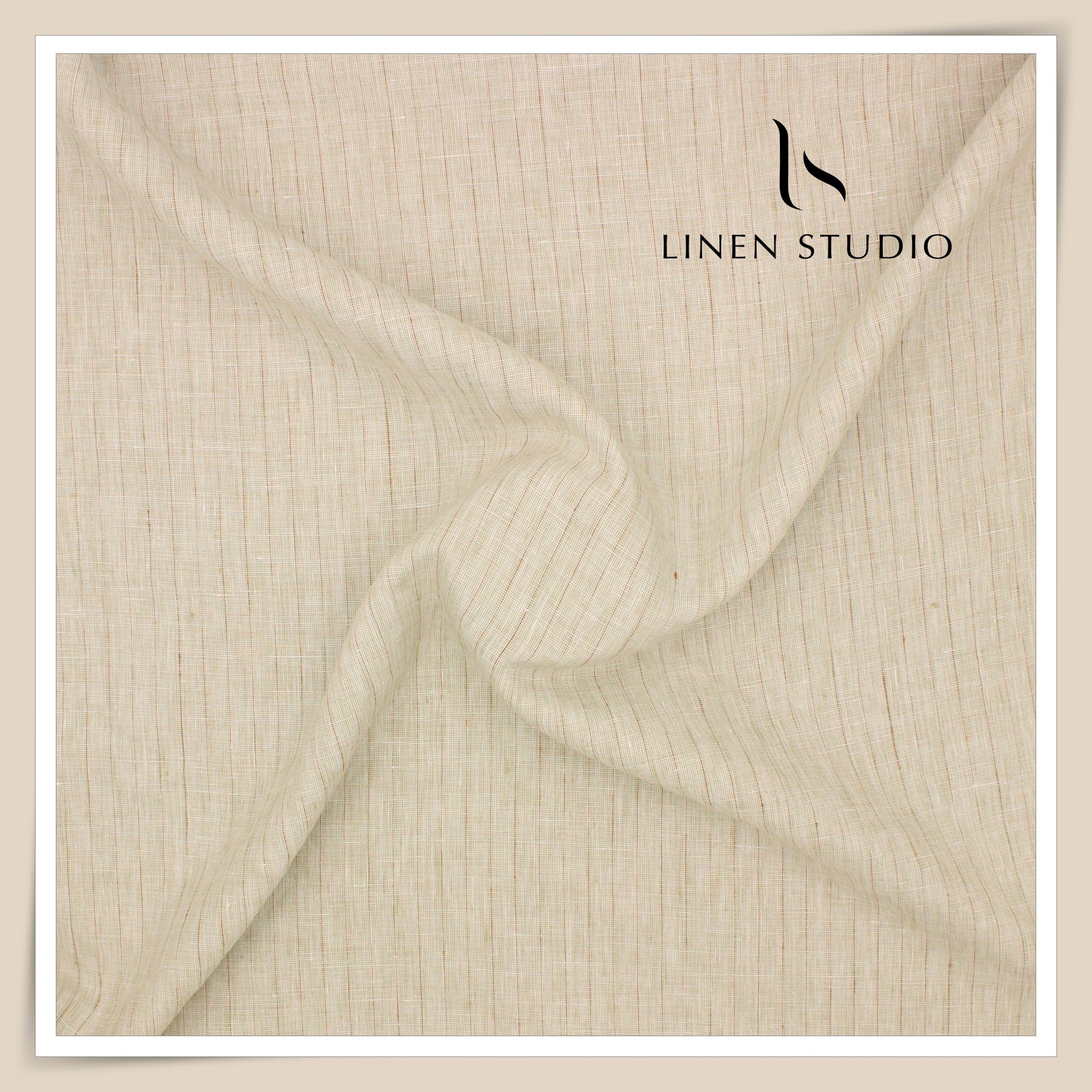 Linen Club 60 Lea Pure Linen Shirting W/O SEL - Umber Stripes (45% SALE) (NEW)