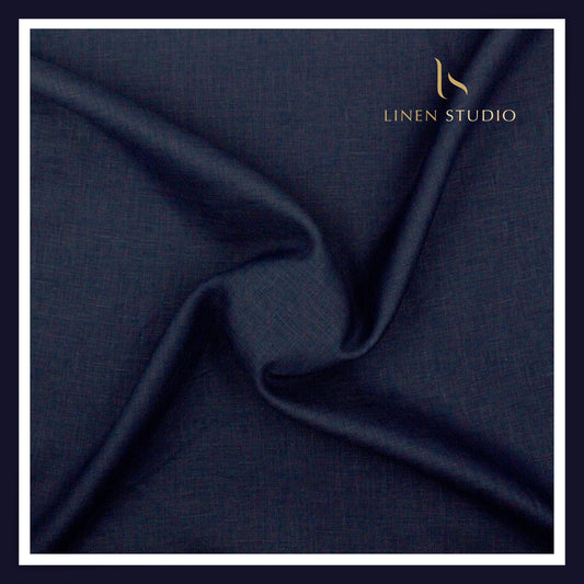 Linen Studio 60 Lea Pure Linen Shirting - Dark Blue (50% SALE) (NEW)