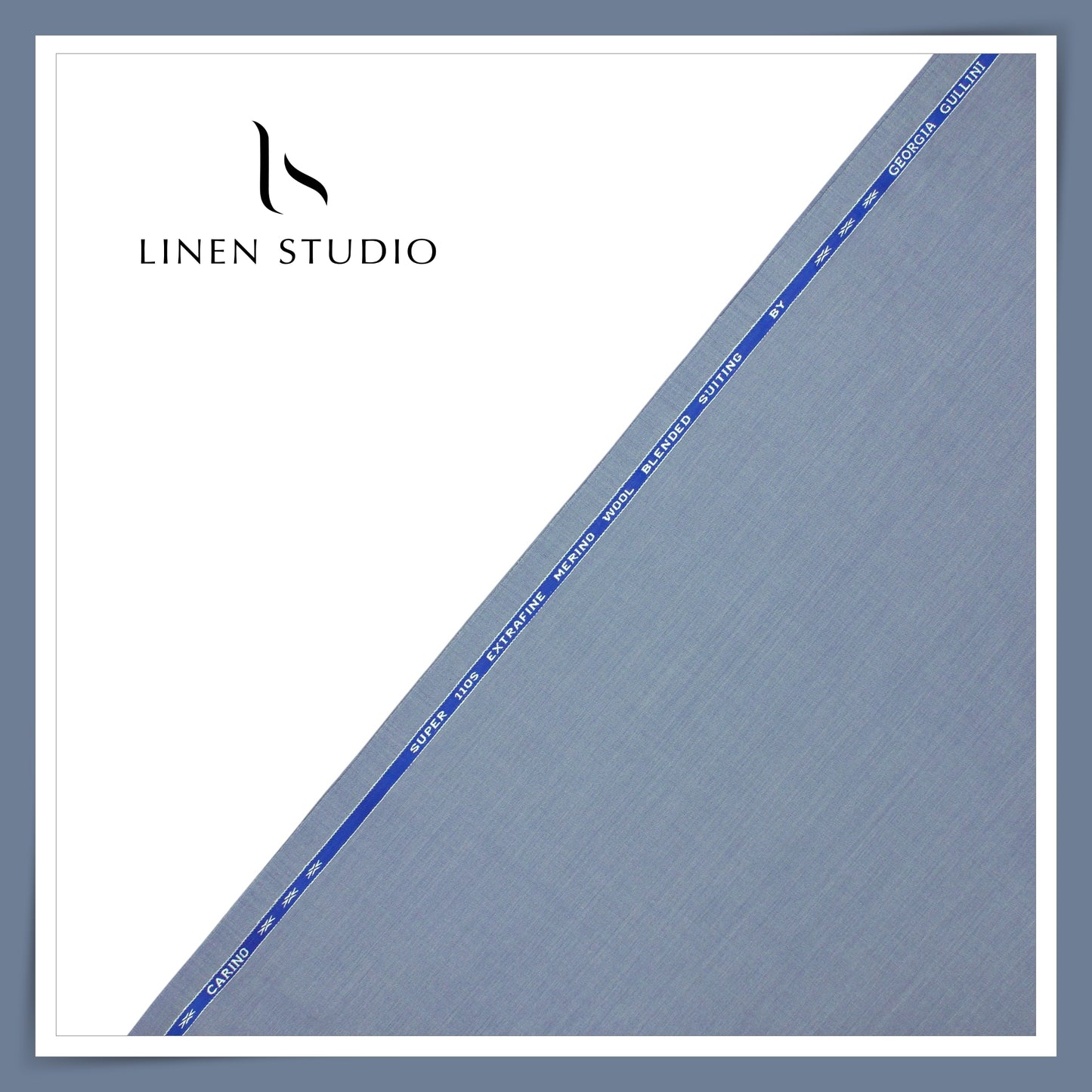 110's Super Fine Poly Wool Suiting by Georgia Gullini Italy - Mountain Blue (Last few mtrs) (NEW)