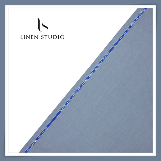 110's Super Fine Poly Wool Suiting by Georgia Gullini Italy - Mountain Blue (Last few mtrs) (NEW)
