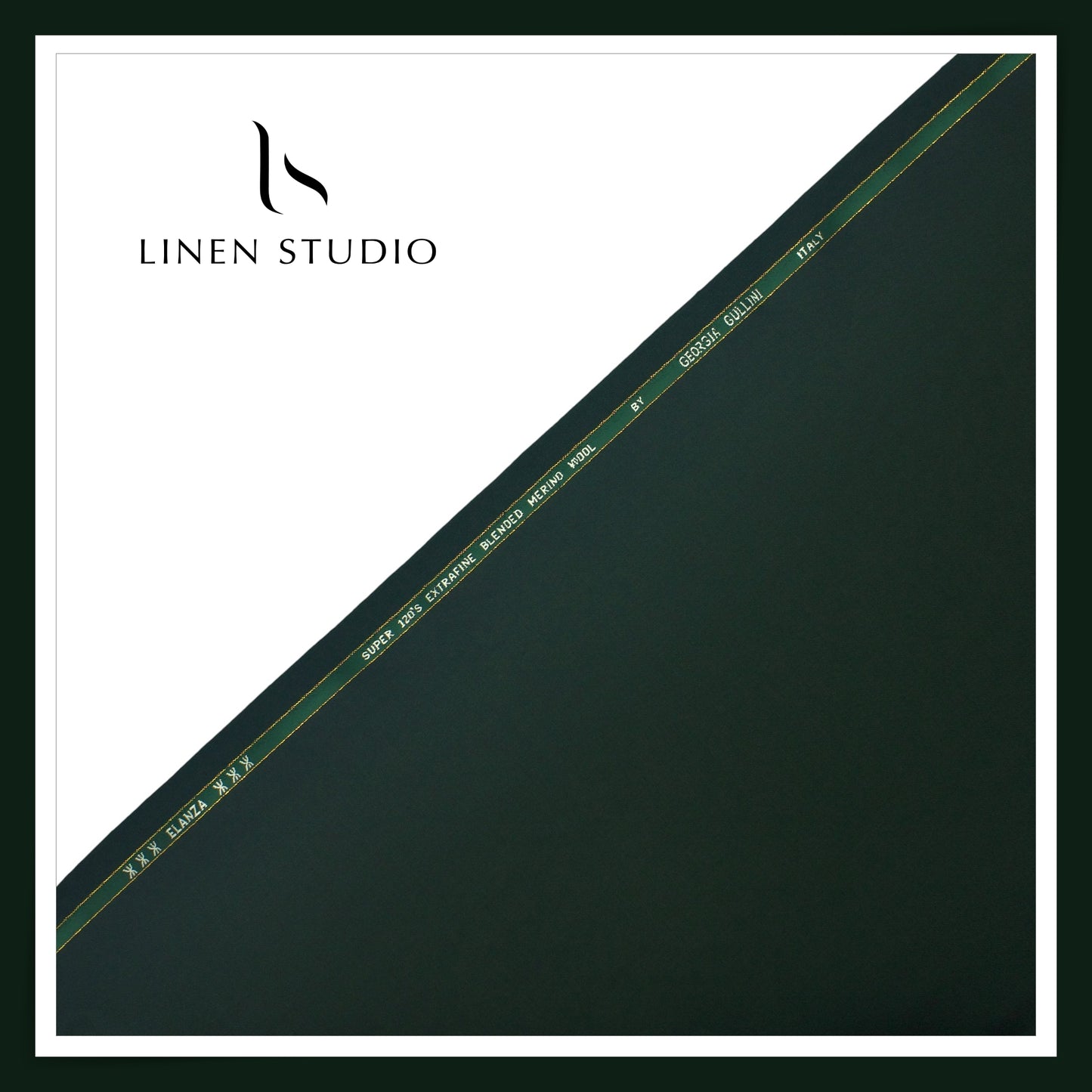 Super 120's Blended Merino Wool Suiting by Georgia Gullini Italy - Jungle Green (NEW)