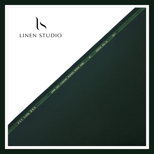 Super 120's Blended Merino Wool Suiting by Georgia Gullini Italy - Jungle Green (NEW)